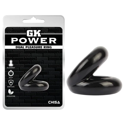 GK Power Dual Pleasure - dupla pénisz- és heregyűrű (fekete)