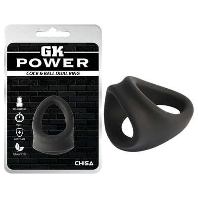 GK Power - dupla pénisz- és heregyűrű (fekete)