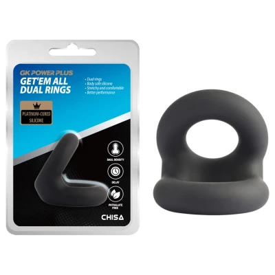 GK Power Snug Tugger - szilikon pénisz- és heregyűrű (fekete)