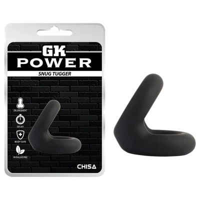 GK Power Snug Tugger - szilikon pénisz- és heregyűrű (fekete)