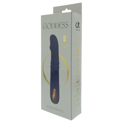 Goddess - lökő vibrátor forgó gyöngysoros szárral (sötétkék)