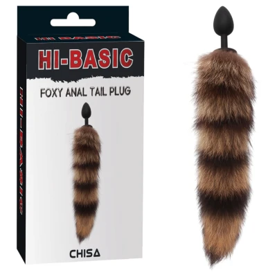 Hi-Basic Foxy - rókafarkas szilikon anál plug (barna)
