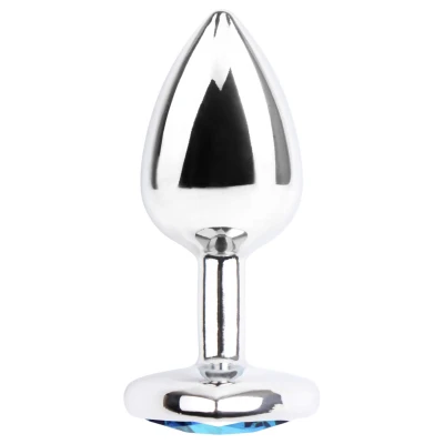 Hi-Basic Heart Gem - fém anál plug szív alakú kristállyal (ezüst)