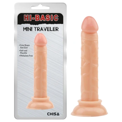 Hi-Basic Mini Traveler - tapadókorongos mini dildó (testszínű) - 14 cm