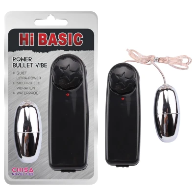 Hi-Basic Power Bullet - vezetékes vibrációs tojás (ezüst)