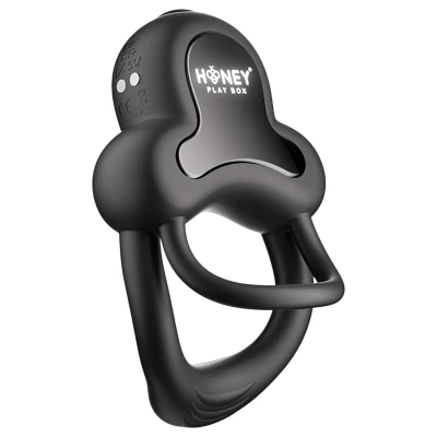 Honey Play Box Anello - App-vezérelt vibrációs pénisz- és heregyűrű (fekete)