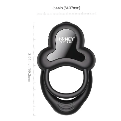 Honey Play Box Anello - App-vezérelt vibrációs pénisz- és heregyűrű (fekete)