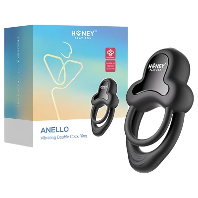 Honey Play Box Anello - App-vezérelt vibrációs pénisz- és heregyűrű (fekete)