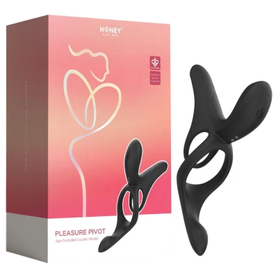 Honey Play Box Pleasure Pivot - App-vezérelt vibrációs pénisz- és heregyűrű (fekete)