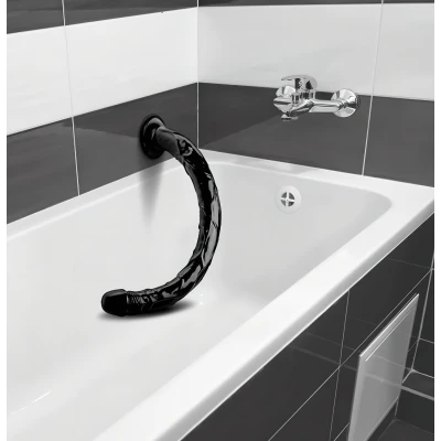 Hosed Anal Snake 19 - tapadókorongos anál dildó (fekete)
