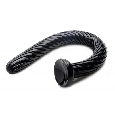 Hosed Spiral Anal Snake 19 - hosszú, tapadókorongos anál dildó (fekete)