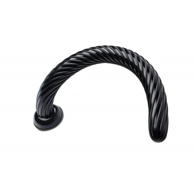 Hosed Spiral Anal Snake 19 - hosszú, tapadókorongos anál dildó (fekete)