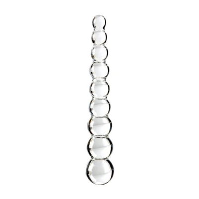 Icicles No. 2 - gömbös üveg dildó (átlátszó)