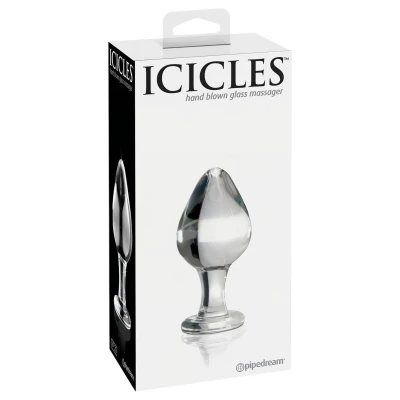 Icicles No. 25 - kúpos, üveg anál plug (átlátszó)