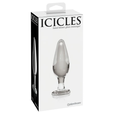 Icicles No. 26 - kúpos, üveg anál plug (átlátszó)