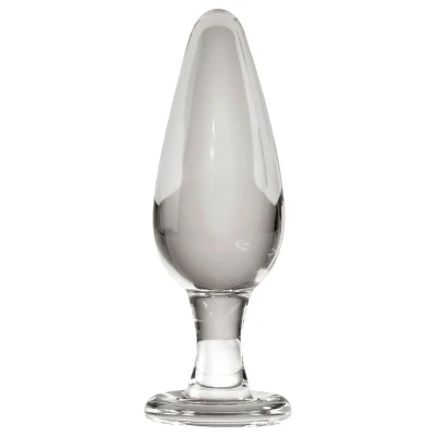 Icicles No. 26 - kúpos, üveg anál plug (átlátszó)