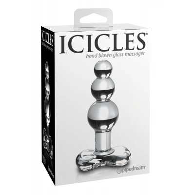 Icicles No. 47 - tripla gyöngyös, üveg anál plug (átlátszó)