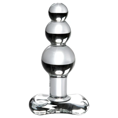 Icicles No. 47 - tripla gyöngyös, üveg anál plug (átlátszó)