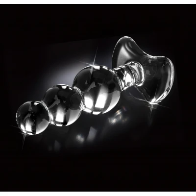 Icicles No. 47 - tripla gyöngyös, üveg anál plug (átlátszó)