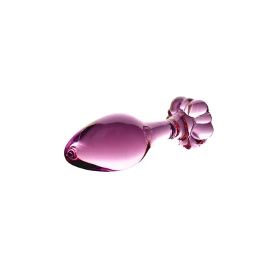 Icicles No. 48 - virágos üveg anál plug (pink)