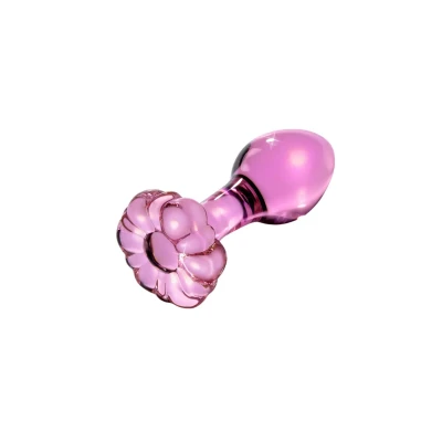 Icicles No. 48 - virágos üveg anál plug (pink)