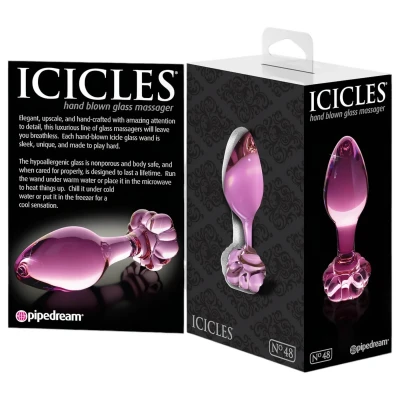 Icicles No. 48 - virágos üveg anál plug (pink)