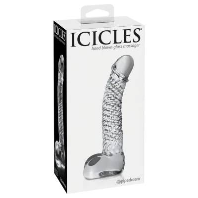 Icicles No. 61 - herés, péniszes üveg dildó (átlátszó)