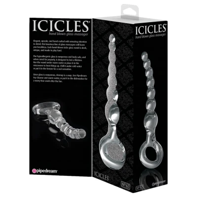 Icicles No. 67 - gömbös üveg dildó (átlátszó)