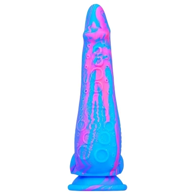 Inkipus - herés szilikon dildó - 18 cm (kék-pink)