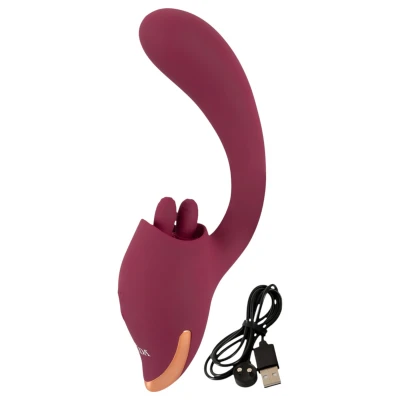Javida - nyelves 2in1 vibrátor (piros)