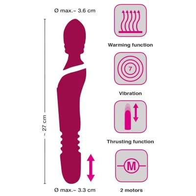 Javida Thrusting - 3in1 lökő vibrátor (piros)