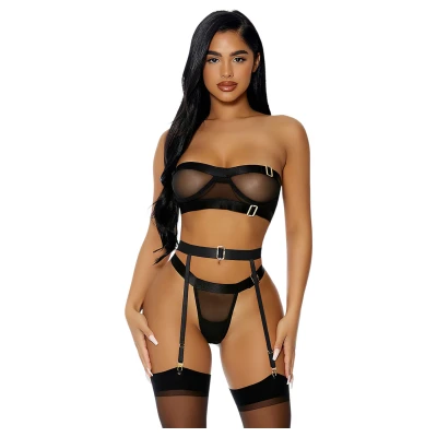 JSY 052 - erotikus fehérnemű szett (fekete)