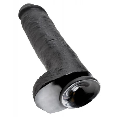 King Cock 11 - nagy tapadókorongos, herés dildó (28 cm, fekete)