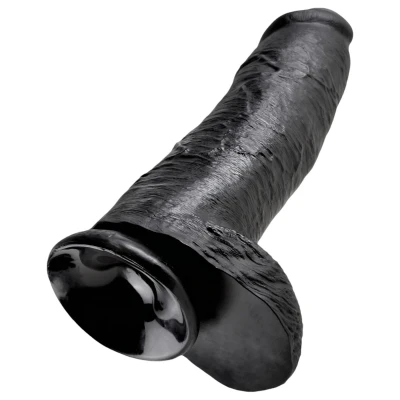 King Cock 12 herés nagy dildó (30 cm, fekete)
