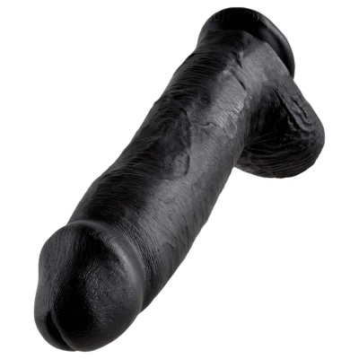King Cock 12 herés nagy dildó (30 cm, fekete)