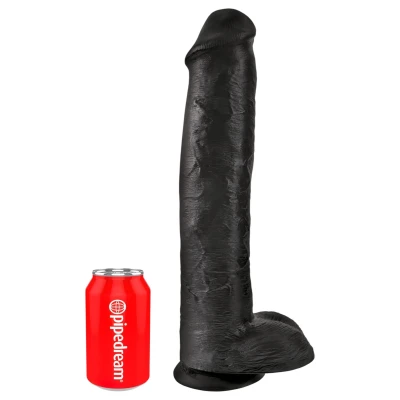 King Cock 15 - tapadókorongos, herés dildó (38 cm, fekete)