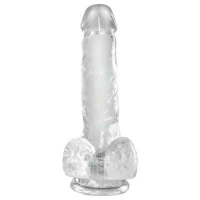 King Cock Clear 6 - tapadókorongos, herés kis dildó (15 cm)