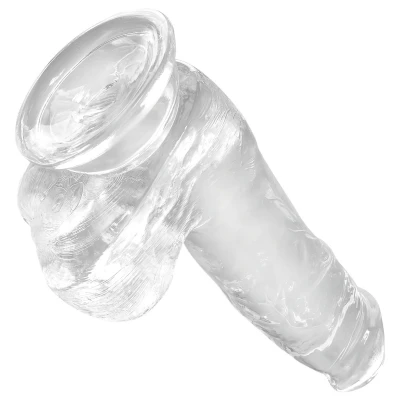 King Cock Clear 6 - tapadókorongos, herés kis dildó (15 cm)