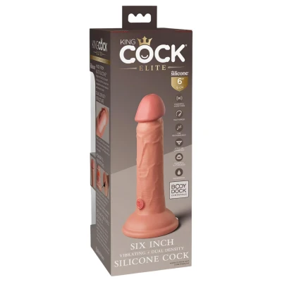 King Cock Elite 6 - tapadókorongos vibrátor (15 cm, testszínű)