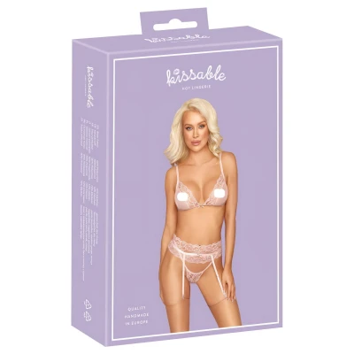Kissable - csipke fehérnemű szett (pink)