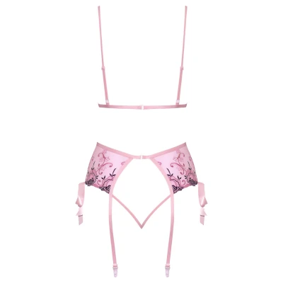 Kissable - rózsás hímzéses fehérnemű szett (pink)