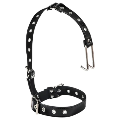 Latetobed - BDSM nyakörv orrkampóval, bondage kellék (fekete)