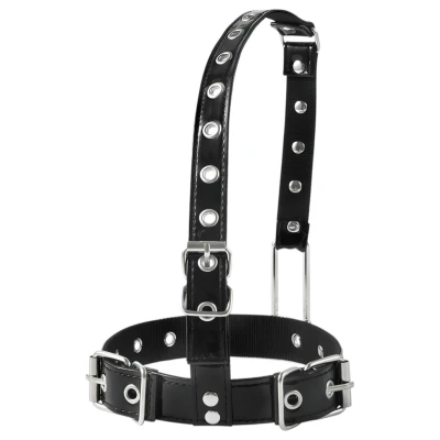 Latetobed - BDSM nyakörv orrkampóval, bondage kellék (fekete)