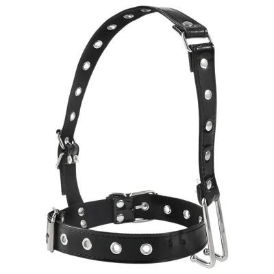 Latetobed - BDSM nyakörv orrkampóval, bondage kellék (fekete)