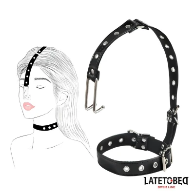 Latetobed - BDSM nyakörv orrkampóval, bondage kellék (fekete)