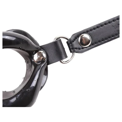 Latetobed - ajak formájú szilikon szájpecek BDSM játékhoz (fekete)
