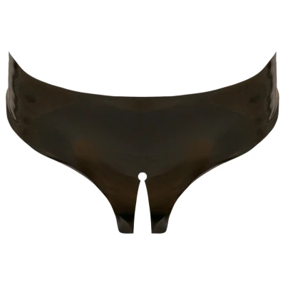 Late X - végig nyitott latex bugyi nőknek, fekete (S-L)