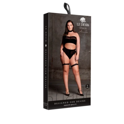 Le Désir Plus Size - 3 részes fekete fehérnemű szett (XL-4XL)