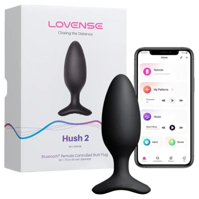 Lovense Hush 2 M - fekete app-vezérelt anál vibrátor (45 mm)
