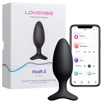 Lovense Hush 2 S - fekete app-vezérelt anál vibrátor (38 mm)